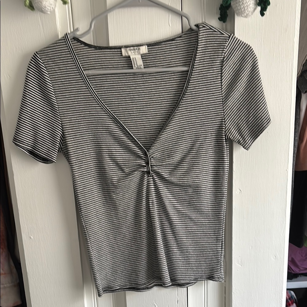 Striped Black and White Women's Top